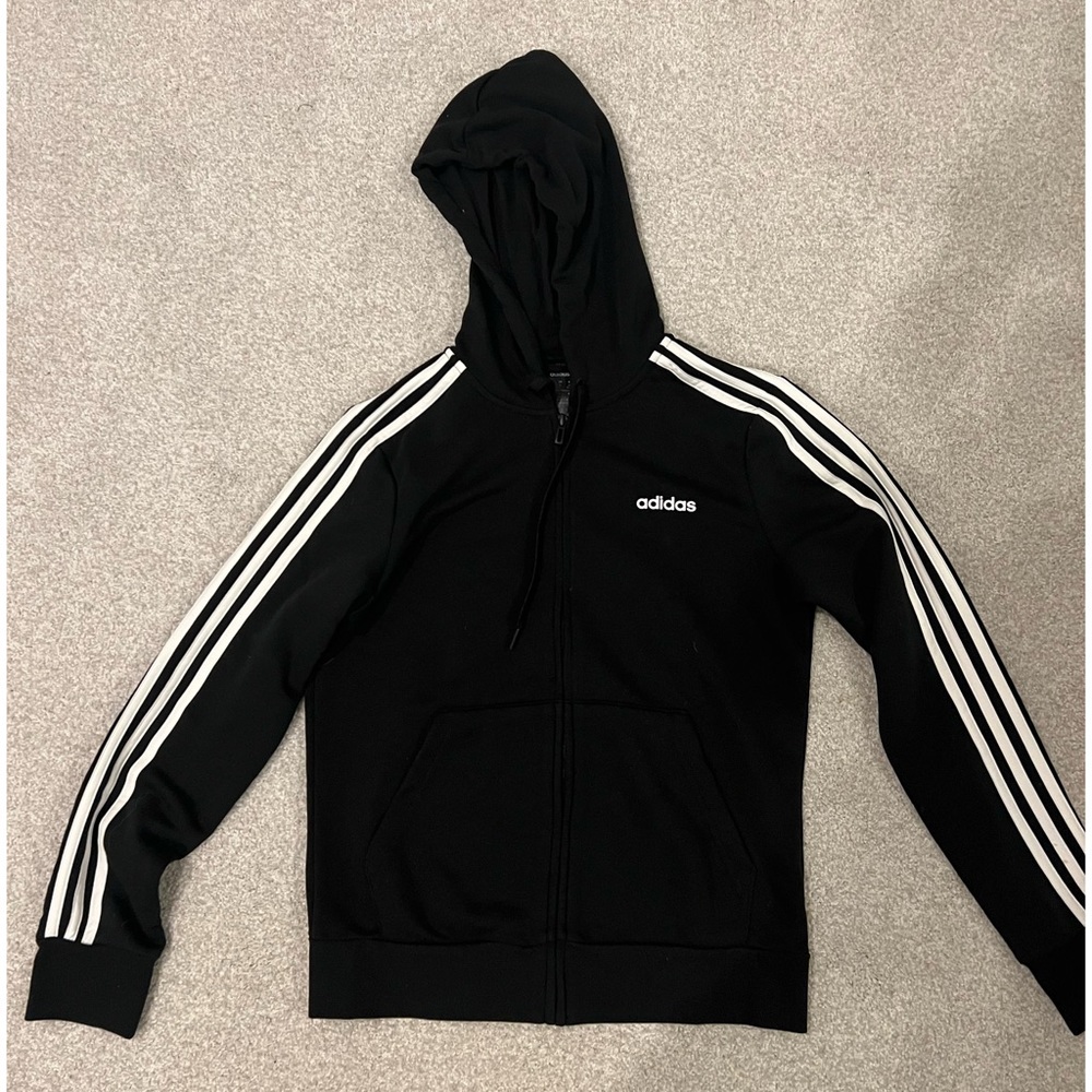 Adidas black &white hoodie with zipper and sweatpants set